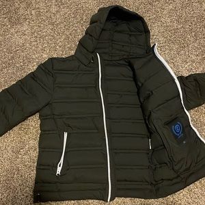 A black puffer jacket